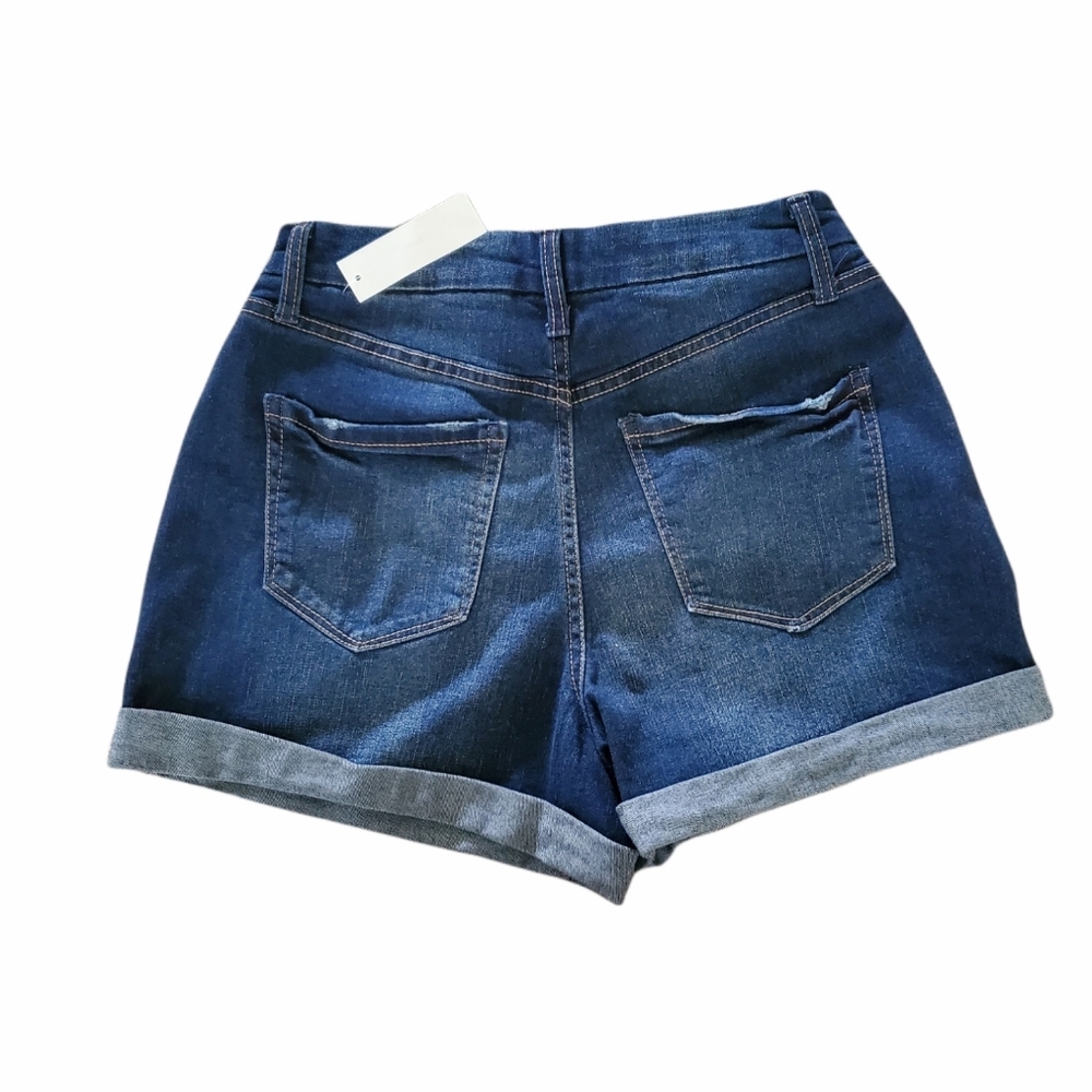 No Boundaries NWT Junior Dark Wash Mom Short w Cuffed Legs 620 - Picture 5 of 5